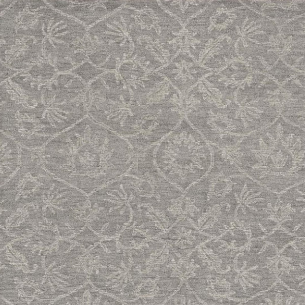 HomeRoots 8' Gray and Light Gray Floral Medallion Wool Runner Rug - Hand-Tufted Elegance for Any Space 5' X 7' 374730