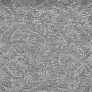HomeRoots 8' Gray and Light Gray Floral Medallion Wool Runner Rug - Hand-Tufted Elegance for Any Space 5' X 7' 374730