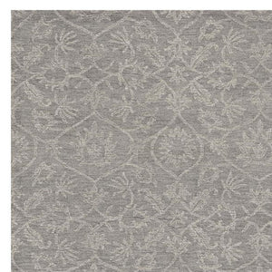 HomeRoots 8' Gray and Light Gray Floral Medallion Wool Runner Rug - Hand-Tufted Elegance for Any Space 5' X 7' 374730