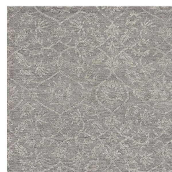 HomeRoots 8' Gray and Light Gray Floral Medallion Wool Runner Rug - Hand-Tufted Elegance for Any Space 5' X 7' 374730