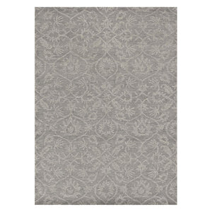 HomeRoots 8' Gray and Light Gray Floral Medallion Wool Runner Rug - Hand-Tufted Elegance for Any Space 5' X 7' 374730