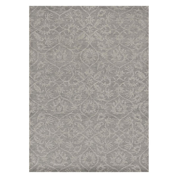 HomeRoots 8' Gray and Light Gray Floral Medallion Wool Runner Rug - Hand-Tufted Elegance for Any Space 5' X 7' 374730