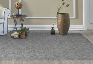 HomeRoots 8' Gray and Light Gray Floral Medallion Wool Runner Rug - Hand-Tufted Elegance for Any Space 7' X 10' 374731