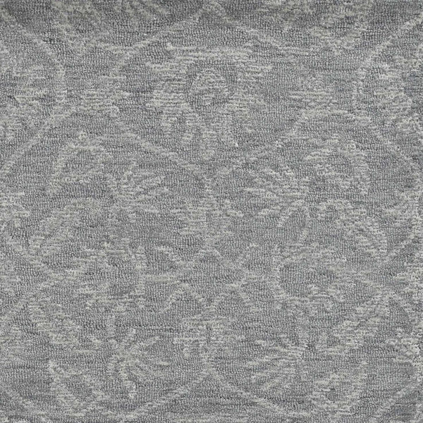 HomeRoots 8' Gray and Light Gray Floral Medallion Wool Runner Rug - Hand-Tufted Elegance for Any Space 7' X 10' 374731