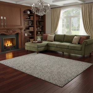 HomeRoots 8' Gray and Light Gray Floral Medallion Wool Runner Rug - Hand-Tufted Elegance for Any Space 7' X 10' 374731