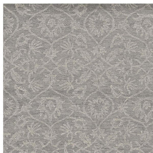 HomeRoots 8' Luxurious Gray Wool Floral Medallion Hand-Tufted Area Rug - Elegant Comfort for Your Home 8' X 11' 374732