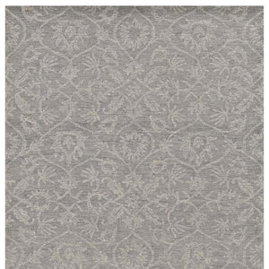 HomeRoots 8' Luxurious Gray Wool Floral Medallion Hand-Tufted Area Rug - Elegant Comfort for Your Home 8' X 11' 374732