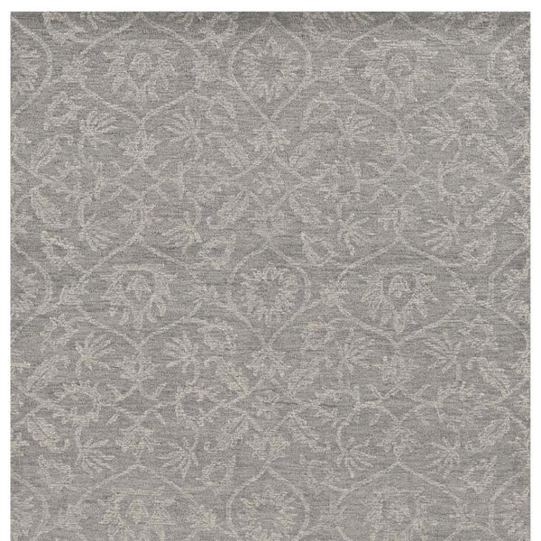 HomeRoots 8' Luxurious Gray Wool Floral Medallion Hand-Tufted Area Rug - Elegant Comfort for Your Home 8' X 11' 374732