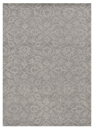 HomeRoots 8' Luxurious Gray Wool Floral Medallion Hand-Tufted Area Rug - Elegant Comfort for Your Home 8' X 11' 374732