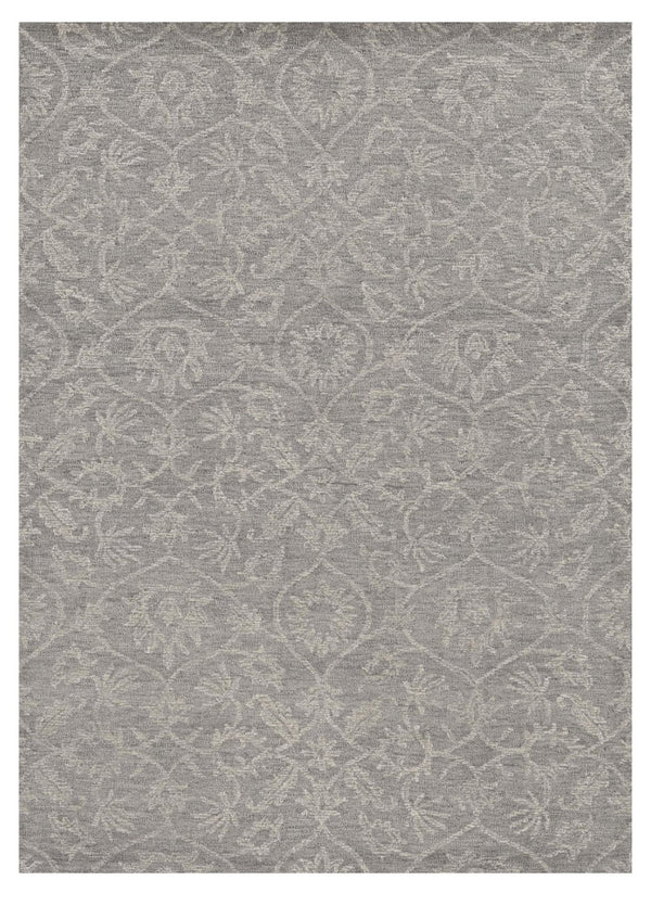 HomeRoots 8' Luxurious Gray Wool Floral Medallion Hand-Tufted Area Rug - Elegant Comfort for Your Home 8' X 11' 374732