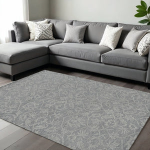 HomeRoots 9' Gray Wool Floral Medallion Hand-Tufted Area Rug - Timeless Elegance for Living Spaces & Comfort 9' X 13' 374733