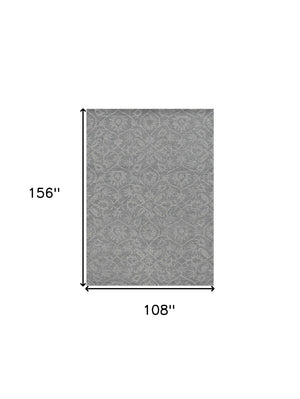 HomeRoots 9' Gray Wool Floral Medallion Hand-Tufted Area Rug - Timeless Elegance for Living Spaces & Comfort 9' X 13' 374733