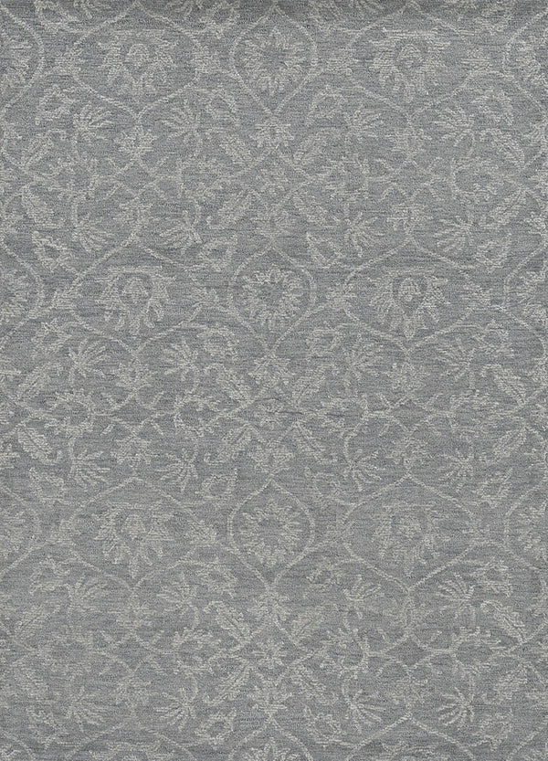 HomeRoots 9' Gray Wool Floral Medallion Hand-Tufted Area Rug - Timeless Elegance for Living Spaces & Comfort 9' X 13' 374733