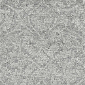 HomeRoots 9' Gray Wool Floral Medallion Hand-Tufted Area Rug - Timeless Elegance for Living Spaces & Comfort 9' X 13' 374733