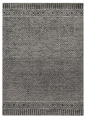 HomeRoots 7' Gray and Black Wool Geometric Hand-Tufted Area Rug - Modern Style for Living Room or Bedroom 7' X 10' 374736