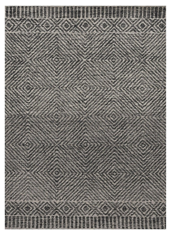 HomeRoots 7' Gray and Black Wool Geometric Hand-Tufted Area Rug - Modern Style for Living Room or Bedroom 7' X 10' 374736
