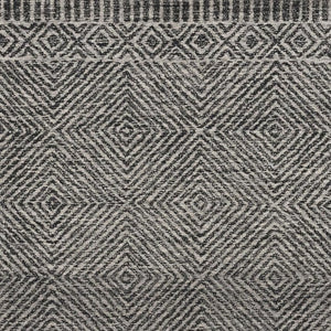 HomeRoots 7' Gray and Black Wool Geometric Hand-Tufted Area Rug - Modern Style for Living Room or Bedroom 8' X 11' 374737