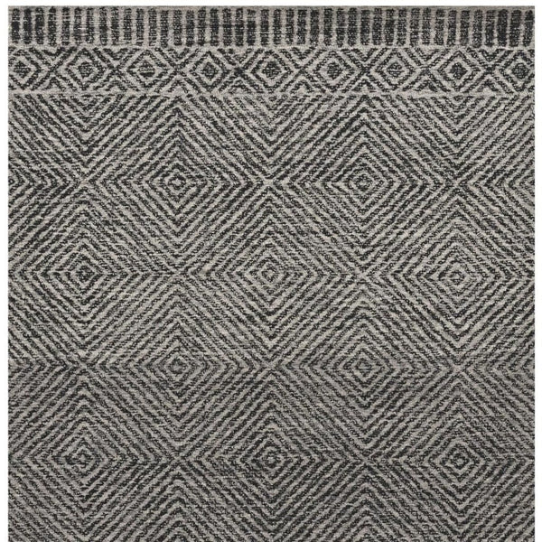 HomeRoots 7' Gray and Black Wool Geometric Hand-Tufted Area Rug - Modern Style for Living Room or Bedroom 8' X 11' 374737