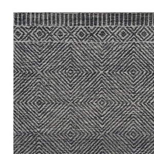 HomeRoots 7' Gray and Black Wool Geometric Hand-Tufted Area Rug - Modern Style for Living Room or Bedroom 9' X 13' 374738
