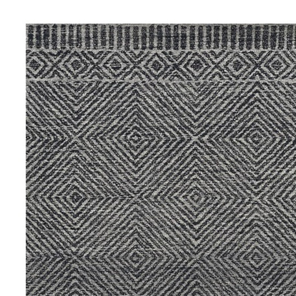 HomeRoots 7' Gray and Black Wool Geometric Hand-Tufted Area Rug - Modern Style for Living Room or Bedroom 9' X 13' 374738