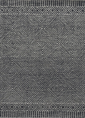HomeRoots 7' Gray and Black Wool Geometric Hand-Tufted Area Rug - Modern Style for Living Room or Bedroom 9' X 13' 374738
