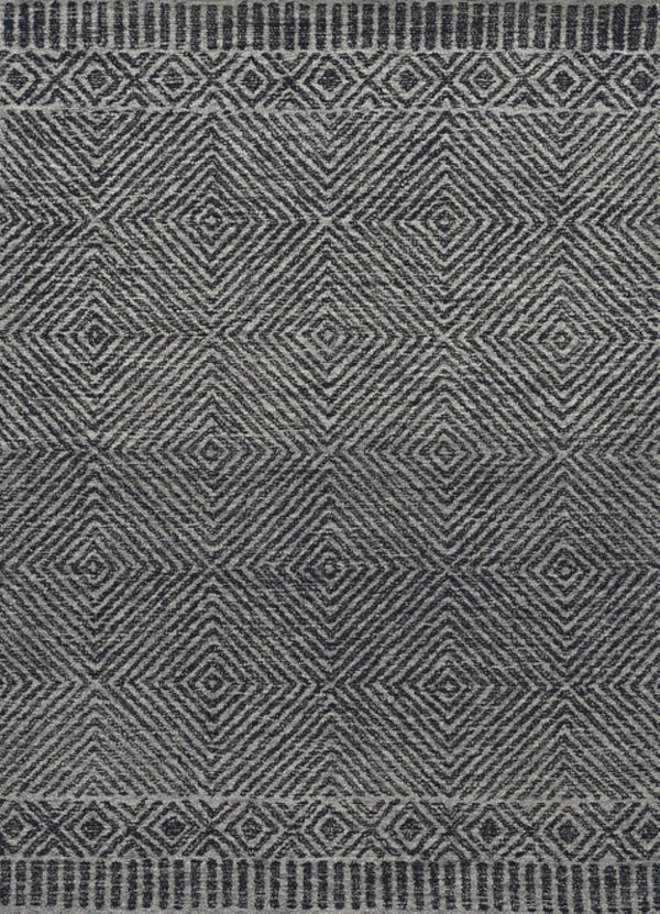 HomeRoots 7' Gray and Black Wool Geometric Hand-Tufted Area Rug - Modern Style for Living Room or Bedroom 9' X 13' 374738