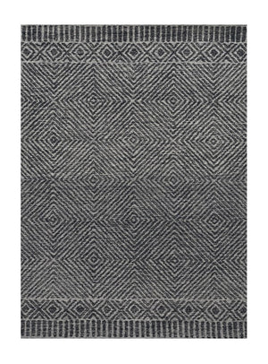 HomeRoots 7' Gray and Black Wool Geometric Hand-Tufted Area Rug - Modern Style for Living Room or Bedroom 9' X 13' 374738