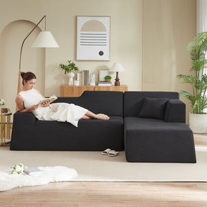 English Elm Modern Corduroy L Shaped Sectional Sofa High Back Seating for Minimalist Living Rooms W3396P414719