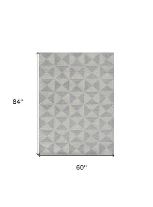 HomeRoots 8' Hand-Tufted Wool Runner Rug in Gray and Light Gray, Perfect for Hallways and Modern Spaces 5' X 7' 374740
