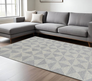 HomeRoots 8' Hand-Tufted Wool Runner Rug in Gray and Light Gray, Perfect for Hallways and Modern Spaces 7' X 10' 374741