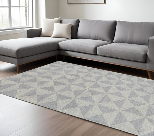 HomeRoots 8' Hand-Tufted Wool Runner Rug in Gray and Light Gray, Perfect for Hallways and Modern Spaces 7' X 10' 374741