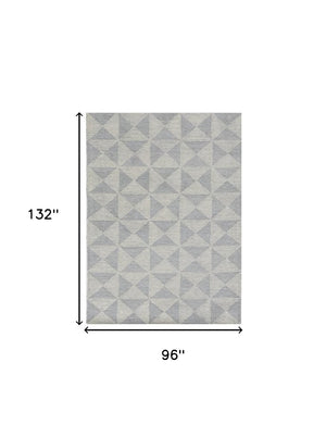 HomeRoots 8' Gray and Light Gray Wool Geometric Hand-Tufted Area Rug for Modern Living Spaces, Soft & Durable 8' X 11' 374742