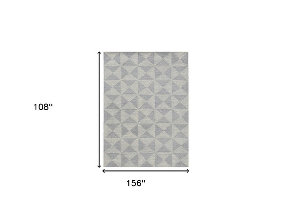 HomeRoots 9' Hand-Tufted Wool Area Rug in Gray & Light Gray - Modern Geometric Design for Stylish Homes 9' X 13' 374743