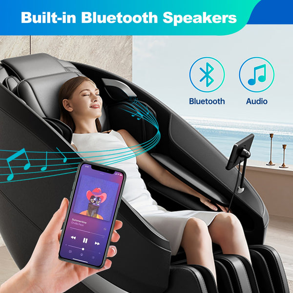 English Elm 2024 Massage Chair MC-612 Full-Body Shiatsu Recliner with 3D Rollers, 24 Airbags, Heat, Bluetooth W2561P182929