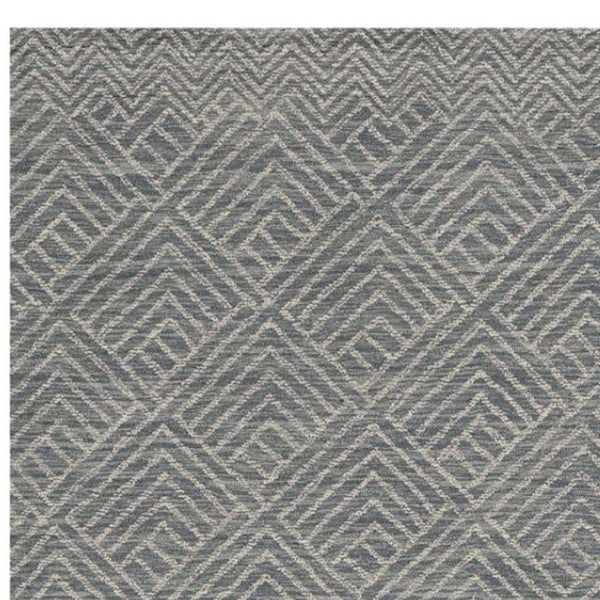 HomeRoots 8' Hand-Tufted Wool Runner Rug in Denim Blue and Gray - Stylish Geometric Design for Modern Spaces 5' X 7' 374745