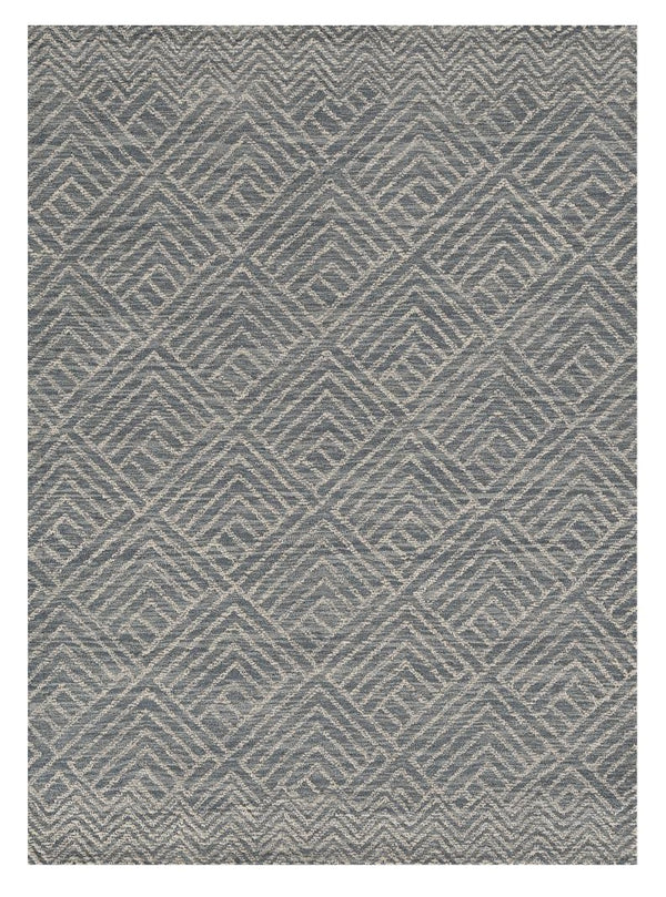 Homeroots 5' X 7' Denim Blue Hand Tufted Space Dyed Geometric Indoor Area Rug  Wool 374745