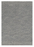 Homeroots 5' X 7' Denim Blue Hand Tufted Space Dyed Geometric Indoor Area Rug  Wool 374745