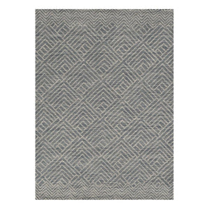 HomeRoots 8' Hand-Tufted Wool Runner Rug in Denim Blue and Gray - Stylish Geometric Design for Modern Spaces 5' X 7' 374745