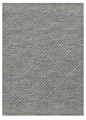 HomeRoots 8' Hand-Tufted Wool Runner Rug in Denim Blue and Gray - Stylish Geometric Design for Modern Spaces 7' X 10' 374746