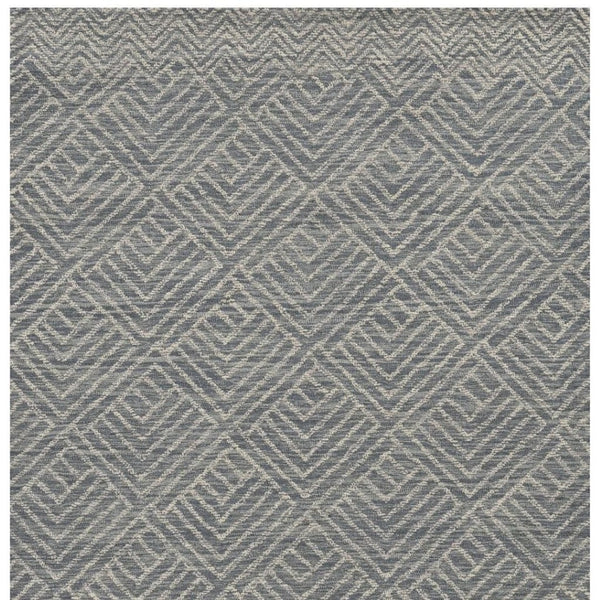 HomeRoots 8' Hand-Tufted Wool Runner Rug in Denim Blue and Gray - Stylish Geometric Design for Modern Spaces 8' X 11' 374747