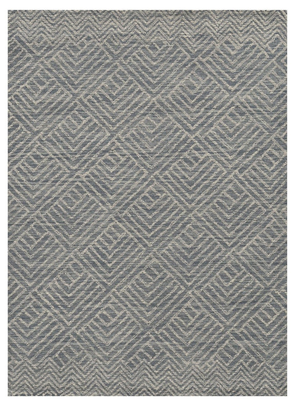 HomeRoots 8' Hand-Tufted Wool Runner Rug in Denim Blue and Gray - Stylish Geometric Design for Modern Spaces 8' X 11' 374747