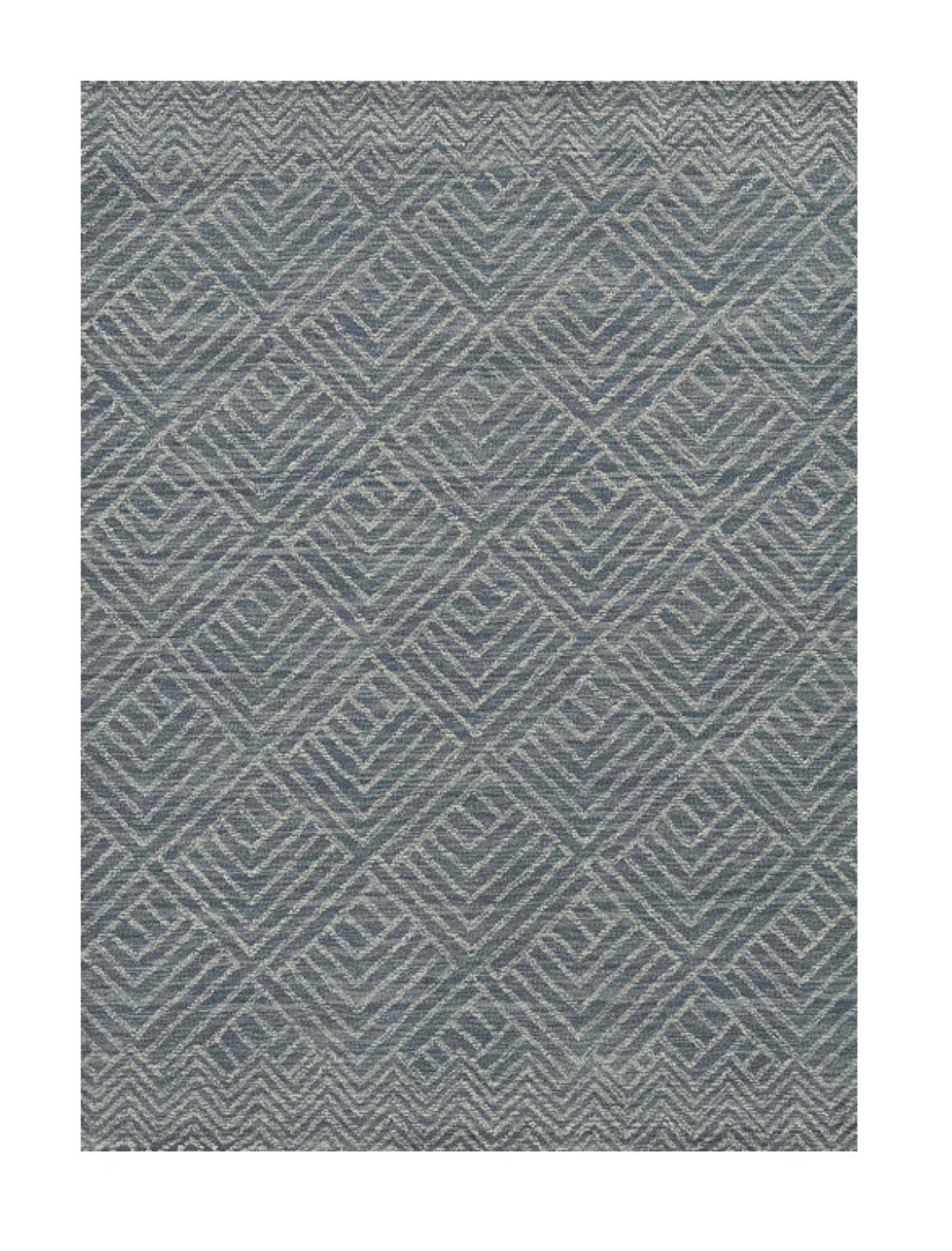 HomeRoots 9' Handcrafted Wool Area Rug with Geometric Design in Denim Blue and Gray for Modern Spaces 9' X 13' 374748