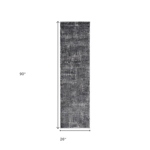 HomeRoots 7' Contemporary Gray Abstract Area Rug - Soft, Durable, Stylish Design for High-Traffic Spaces 7' Runner 374753
