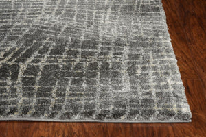 HomeRoots 7' Contemporary Gray Abstract Area Rug - Soft, Durable, Stylish Design for High-Traffic Spaces 7' Runner 374753