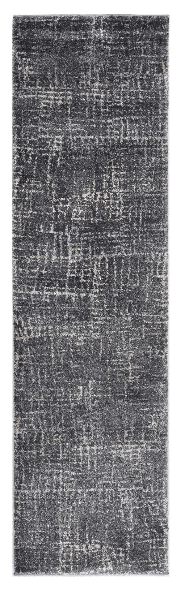 HomeRoots 7' Contemporary Gray Abstract Area Rug - Soft, Durable, Stylish Design for High-Traffic Spaces 7' Runner 374753