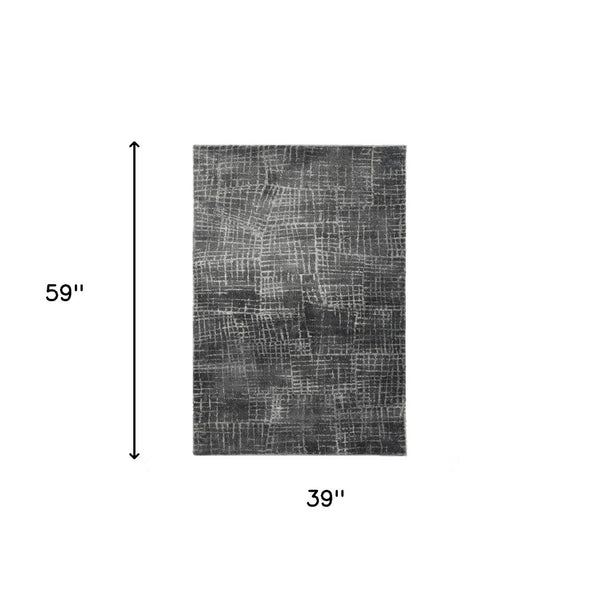 HomeRoots 7' Contemporary Gray Abstract Area Rug - Soft, Durable, Stylish Design for High-Traffic Spaces 3' X 5' 374754