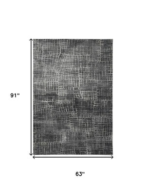 HomeRoots 7' Contemporary Gray Abstract Area Rug - Soft, Durable, Stylish Design for High-Traffic Spaces 5' X 8' 374755