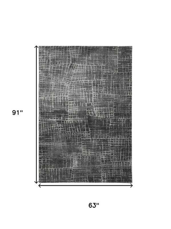 HomeRoots 7' Contemporary Gray Abstract Area Rug - Soft, Durable, Stylish Design for High-Traffic Spaces 5' X 8' 374755