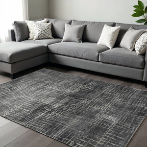 HomeRoots 7' Contemporary Gray Abstract Area Rug - Soft, Durable, Stylish Design for High-Traffic Spaces 8' X 10' 374756