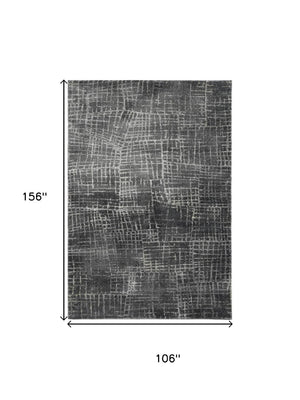HomeRoots 9' Gray and Dark Gray Abstract Distressed Area Rug – Contemporary Style for Family Rooms and Dining Areas 9' X 13' 374757